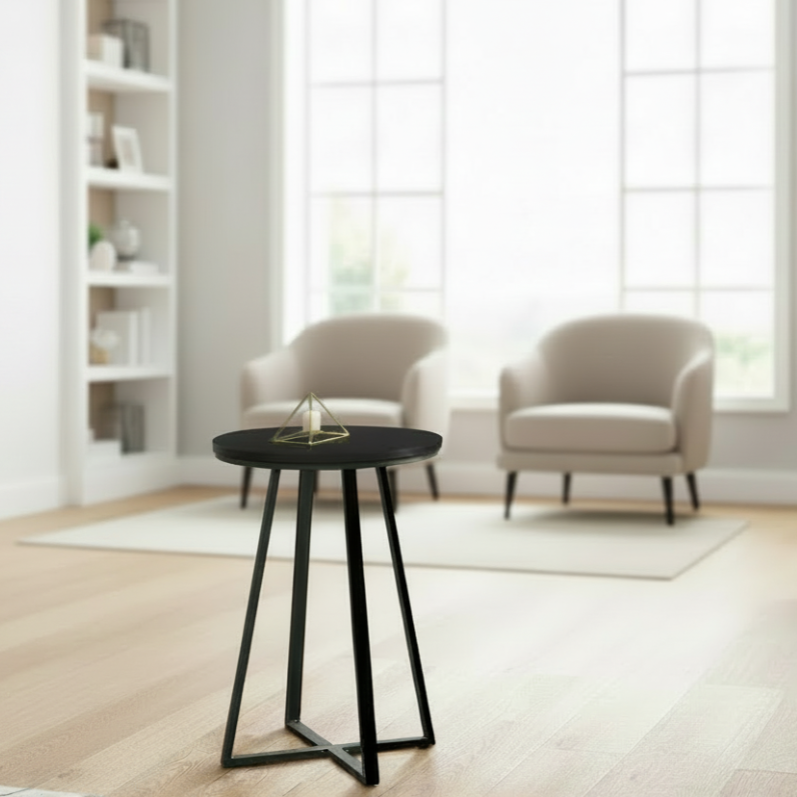 TABLE D'APPOINT - 22"H / NOIR / MÉTAL NOIR