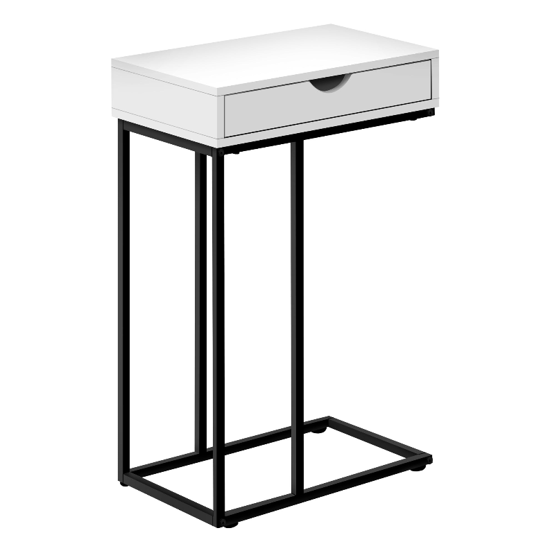 TABLE D'APPOINT - 25"H / BLANC / MÉTAL NOIR