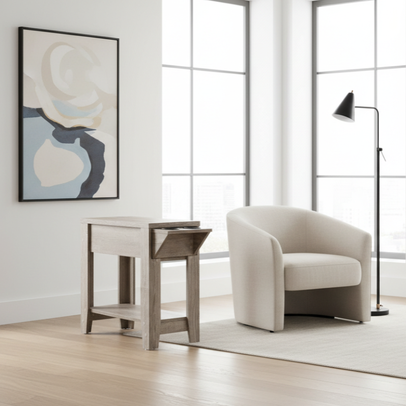 TABLE D'APPOINT - 23"H / ESPRESSO AVEC PORTE-VERRE