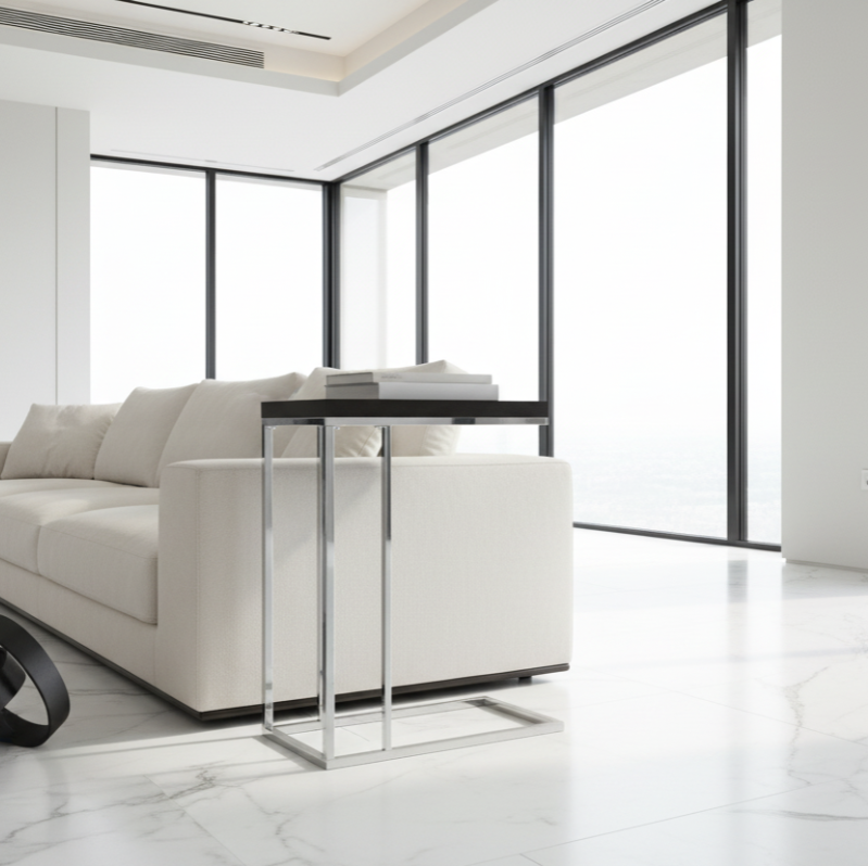 TABLE D'APPOINT - ESPRESSO AVEC MÉTAL CHROMÉ