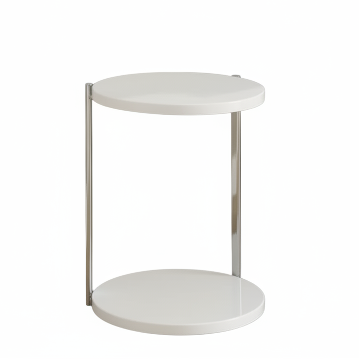 TABLE D'APPOINT - BLANC BRILLANT / MÉTAL CHROME