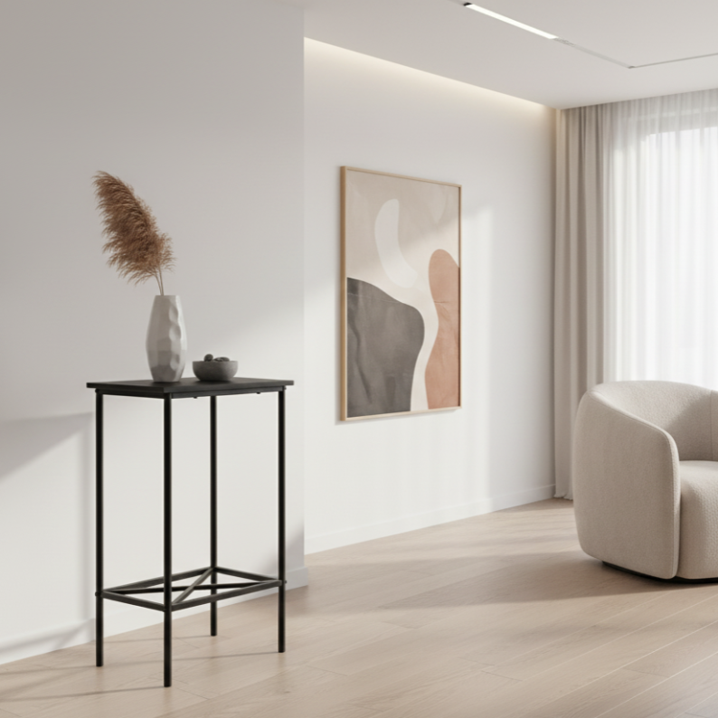 TABLE D'APPOINT - 24"H / NOIR / MÉTAL NOIR
