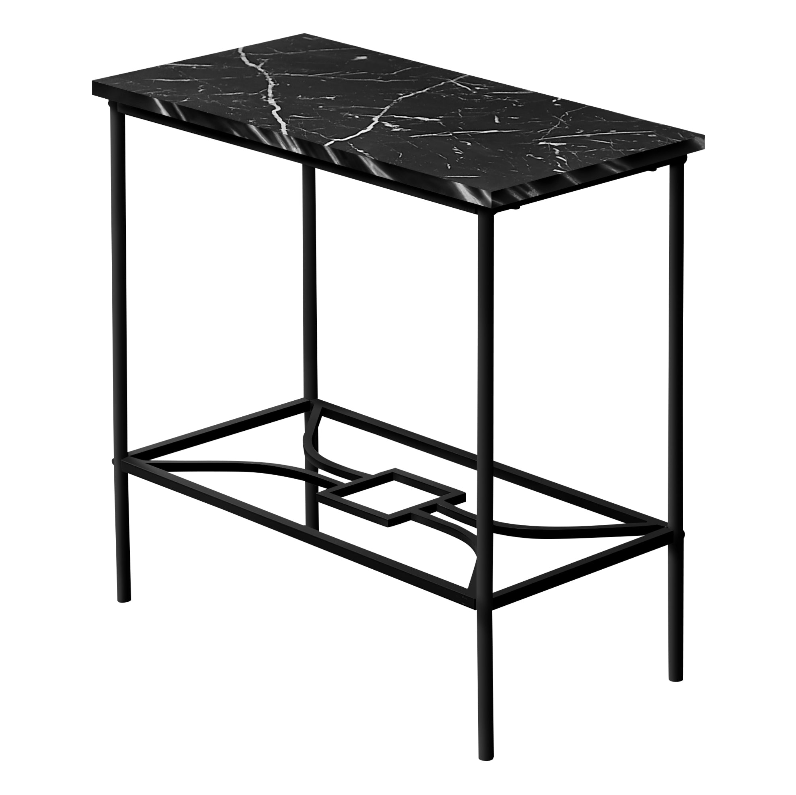 TABLE D'APPOINT - 22"H / MARBRE NOIR / MÉTAL NOIR