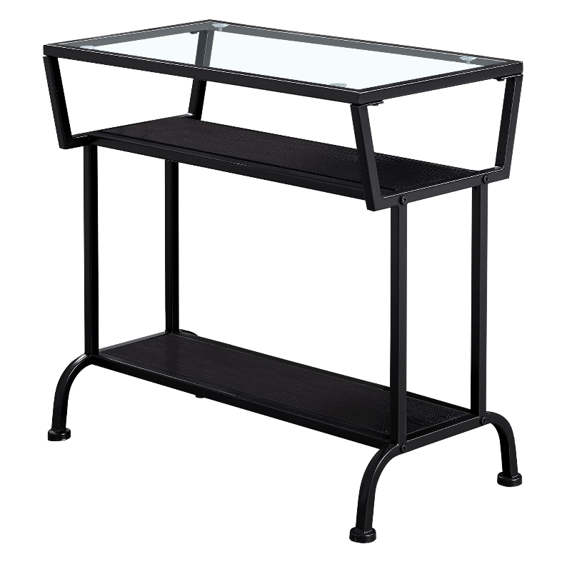 TABLE D'APPOINT - 22"H / ESPRESSO / NOIR / VERRE TREMPÉ
