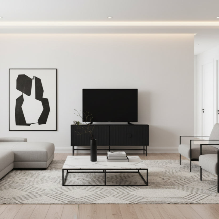 MEUBLE TV - 60"L / NOIR AVEC MÉTAL NOIR