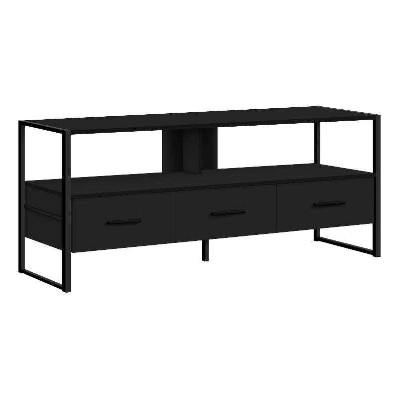MEUBLE TV - 48"L / BOIS RÉCUPÉRÉ MARRON / MÉTAL NOIR