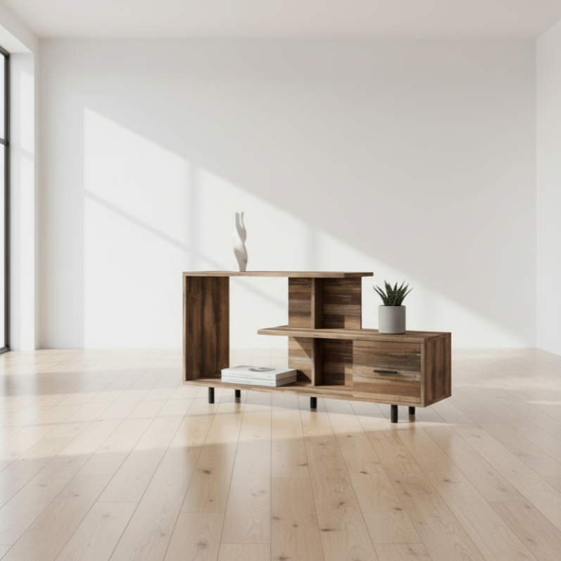 MEUBLE TV - 48"L / BRUN RÉCUPÉRÉ / 1 TIROIR