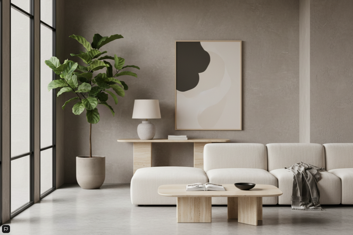 ÉCLAIRAGE - LAMPE DE TABLE 22"H BÉTON CRÈME IVOIRE / ABAT-JOUR CRÈME MODERNE