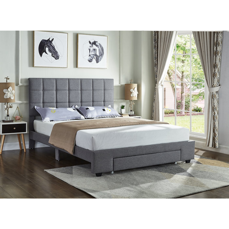 IF-5493 Grey Fabric Double Bed