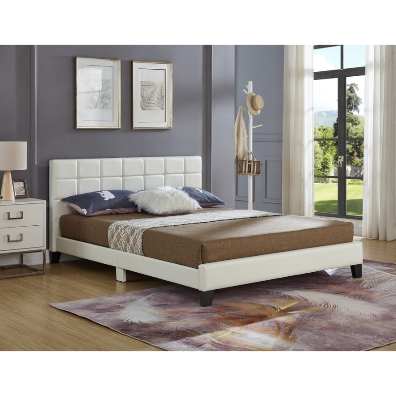 IF-5422 White PU Double Bed
