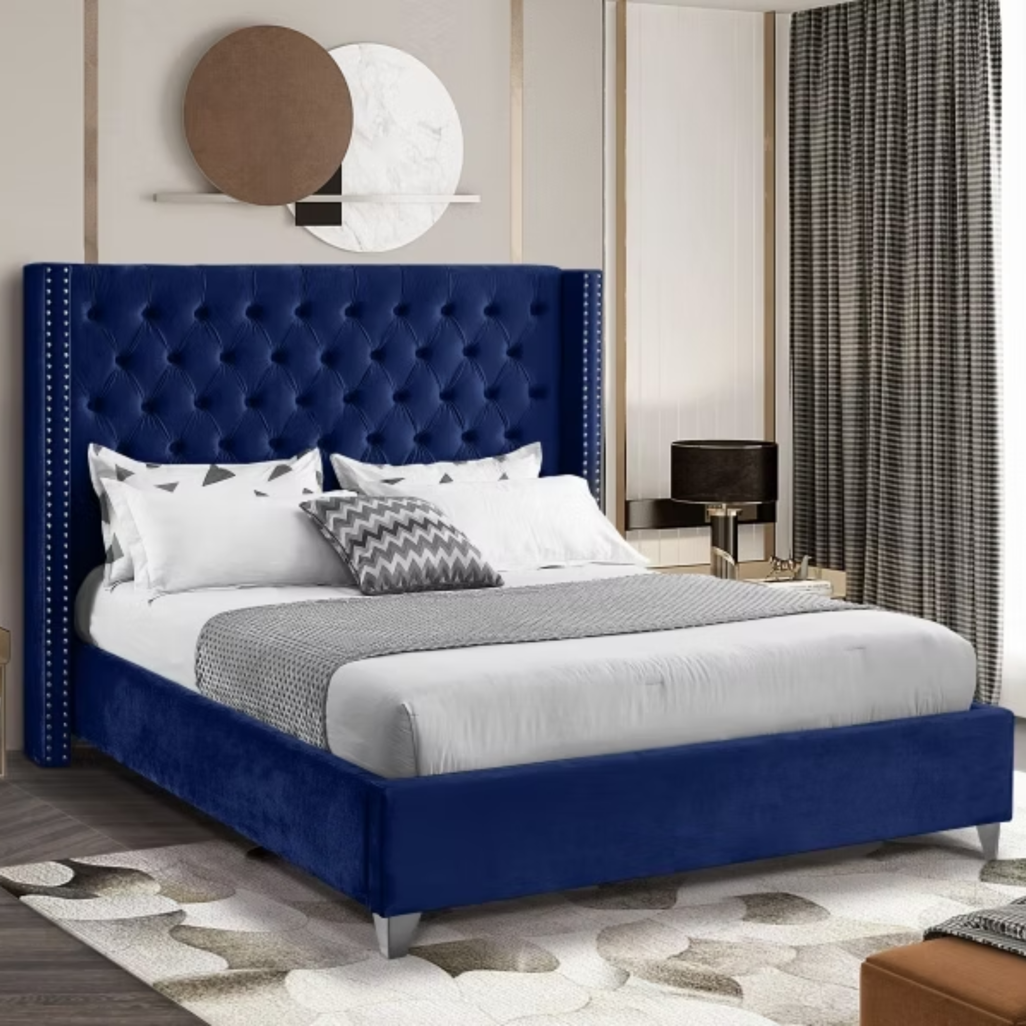 IF-5891 Wing Bed with Deep Button Tufting