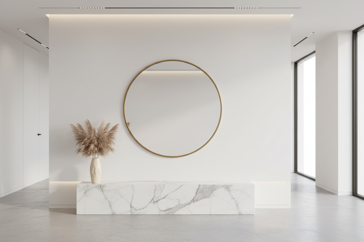 Georgia Round Wall Mirror: Gold Frame