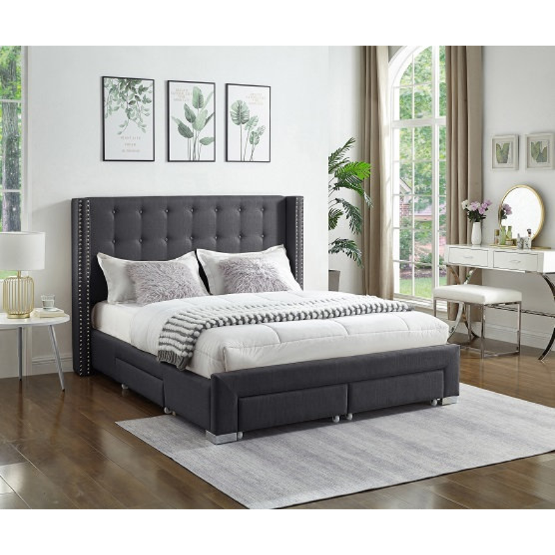 IF-5327 Grey Fabric Double Bed