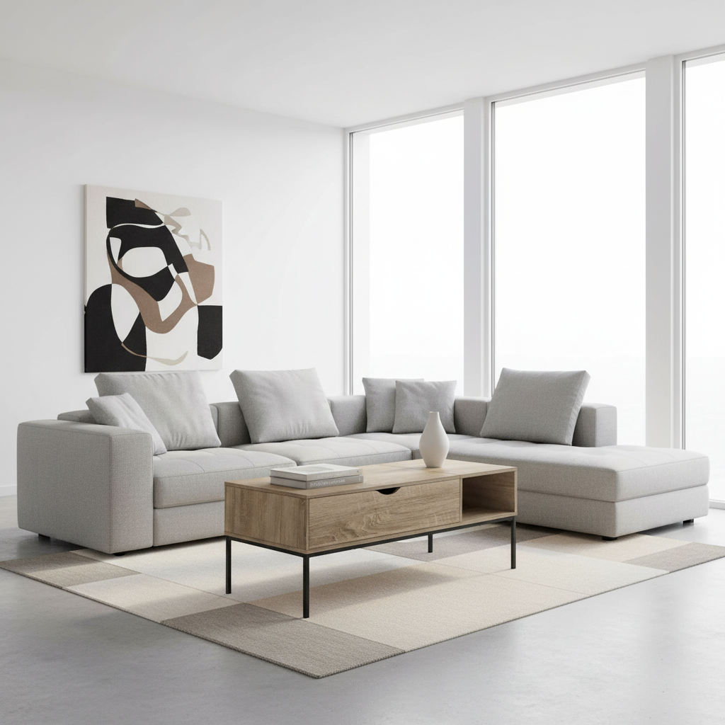 COFFEE TABLE - 42"L / LIFT-TOP DARK TAUPE / BLACK METAL