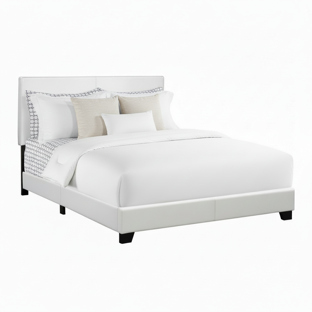 LIT - QUEEN SIZE / SIMILI CUIR MARRON FONCÉ