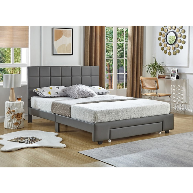IF-5491 Grey PU Double Bed