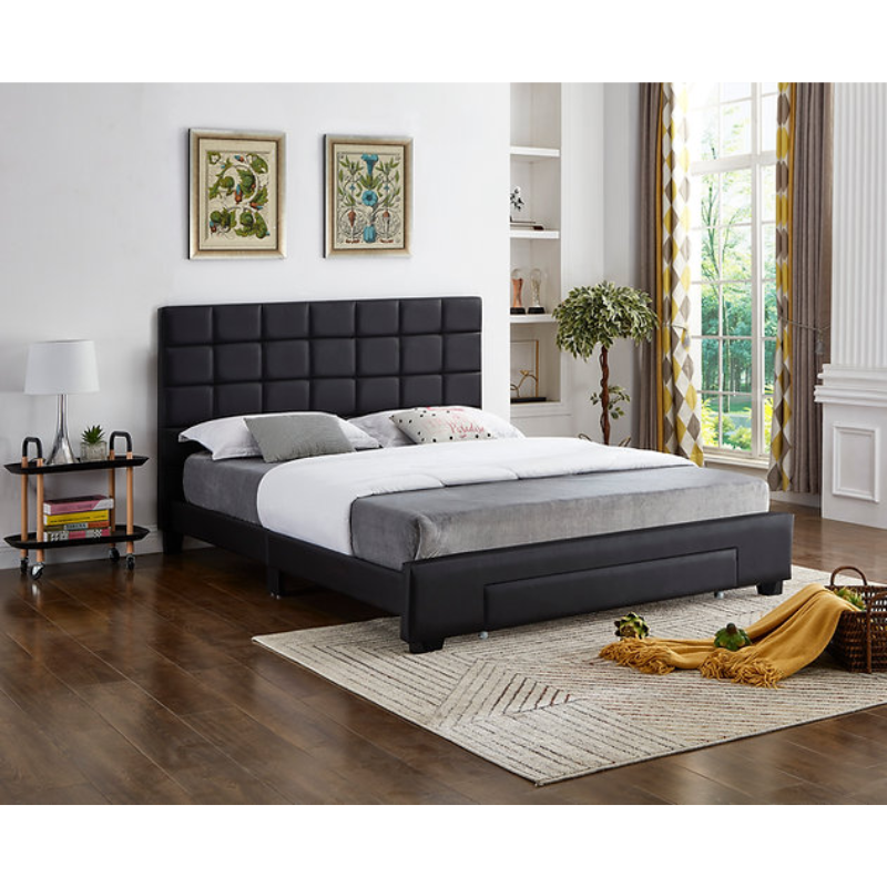 IF-5490 Black PU Double Bed