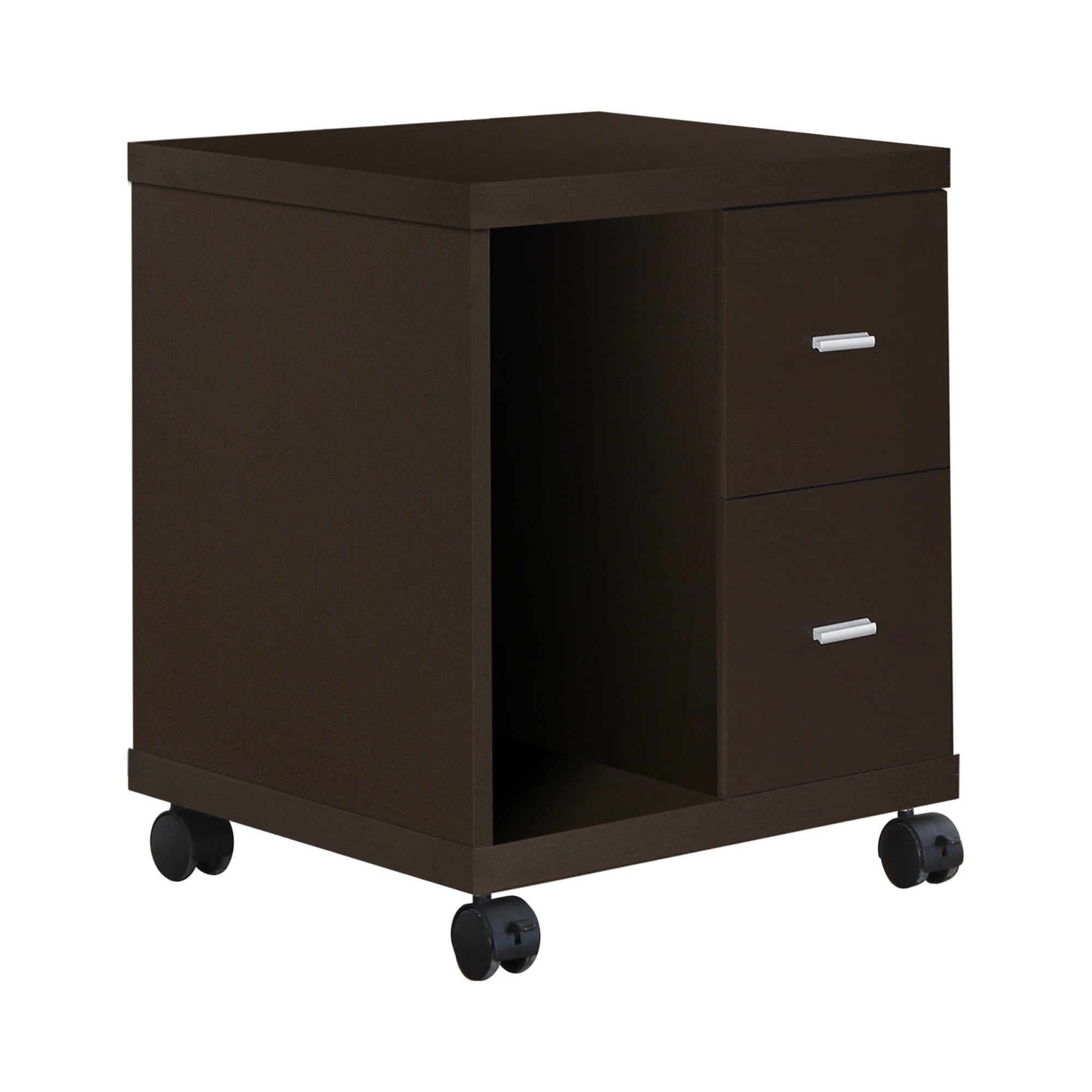 OFFICE CABINET - ESPRESSO 2 DRAWER ON CASTORS