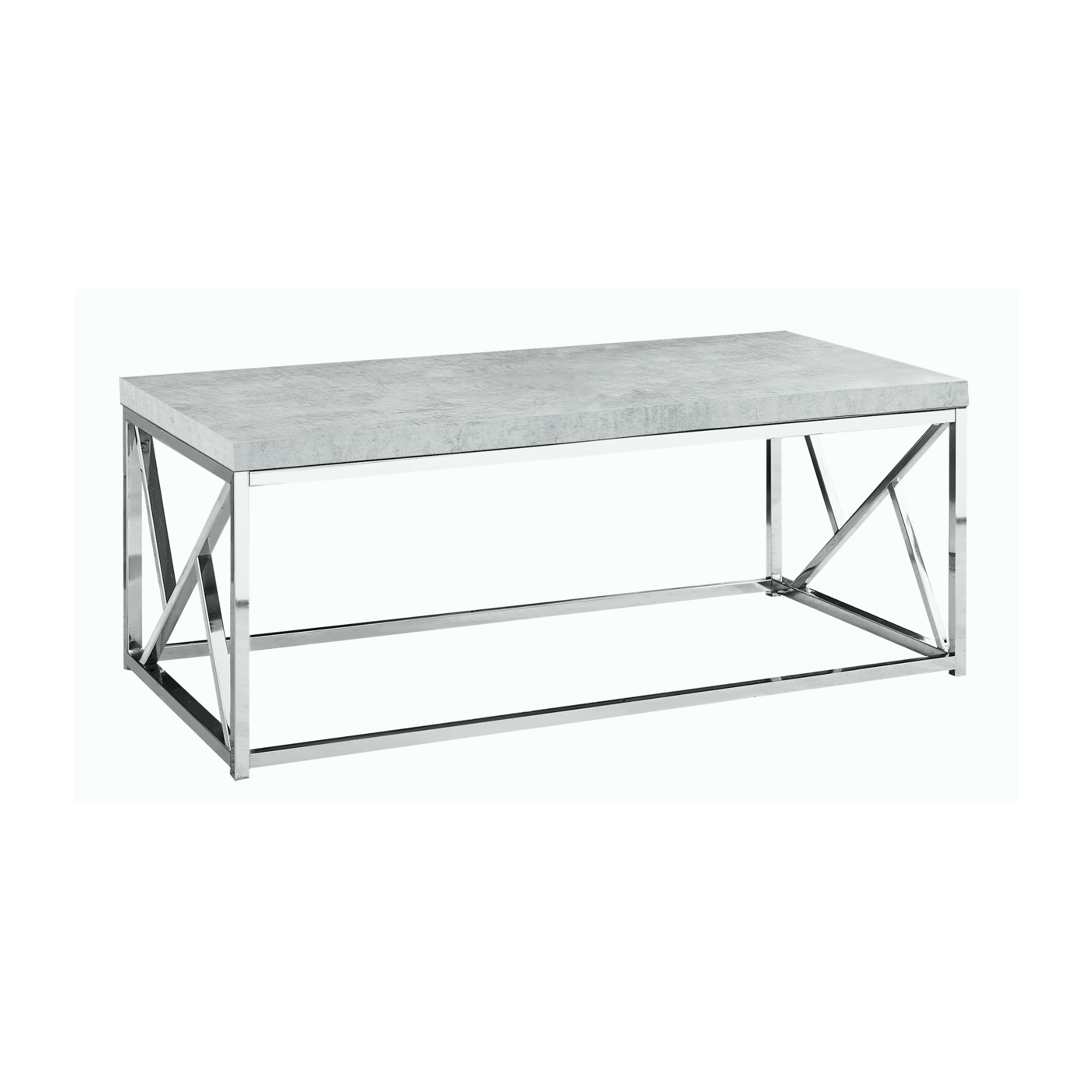COFFEE TABLE - GREY CEMENT WITH CHROME METAL