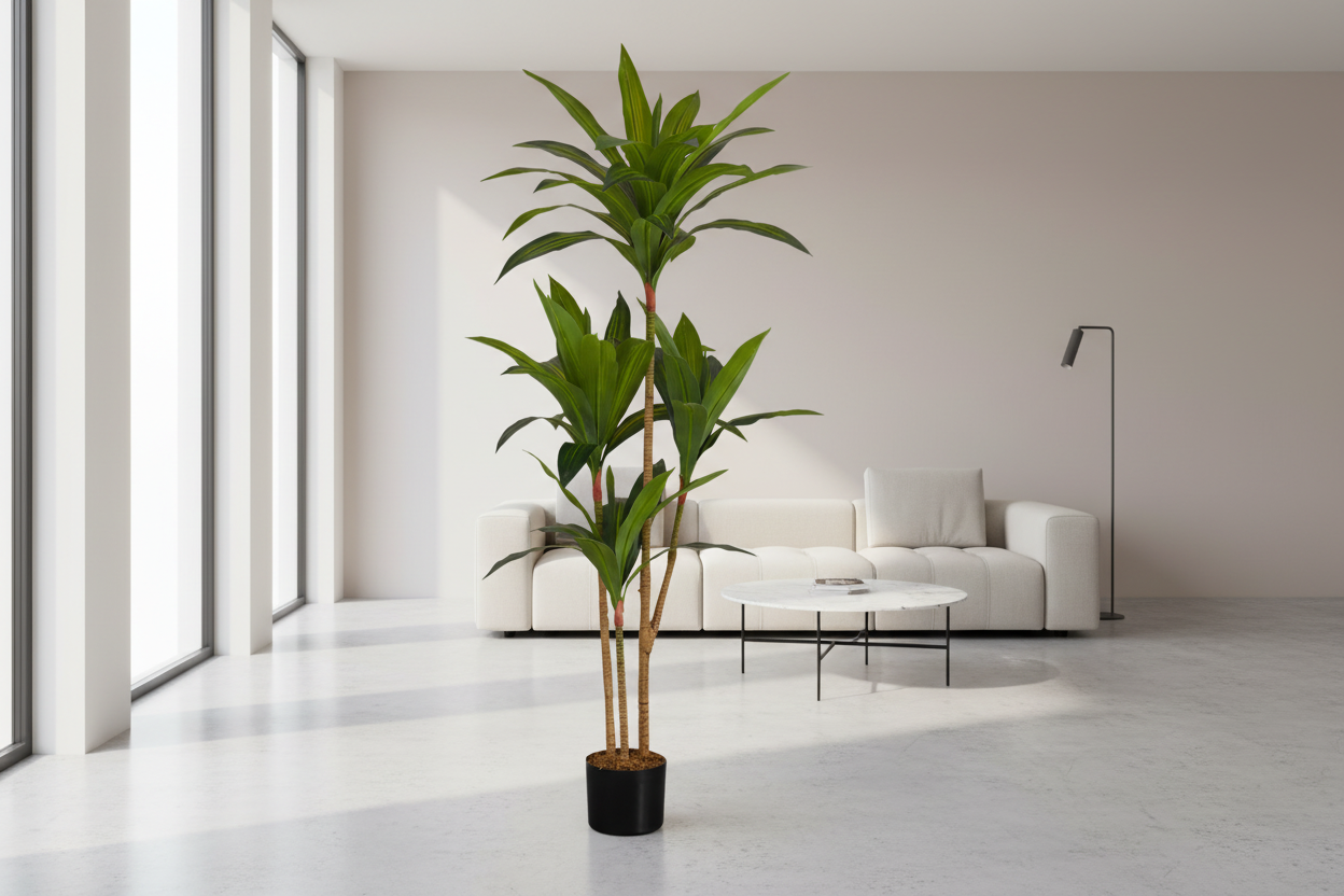 PLANTE ARTIFICIELLE - 130 cm H / DRACAENA D'INTÉRIEUR EN POT DE 12,7 cm