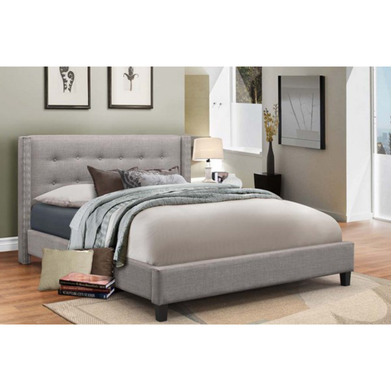 IF-189 Grey Linen Queen Bed