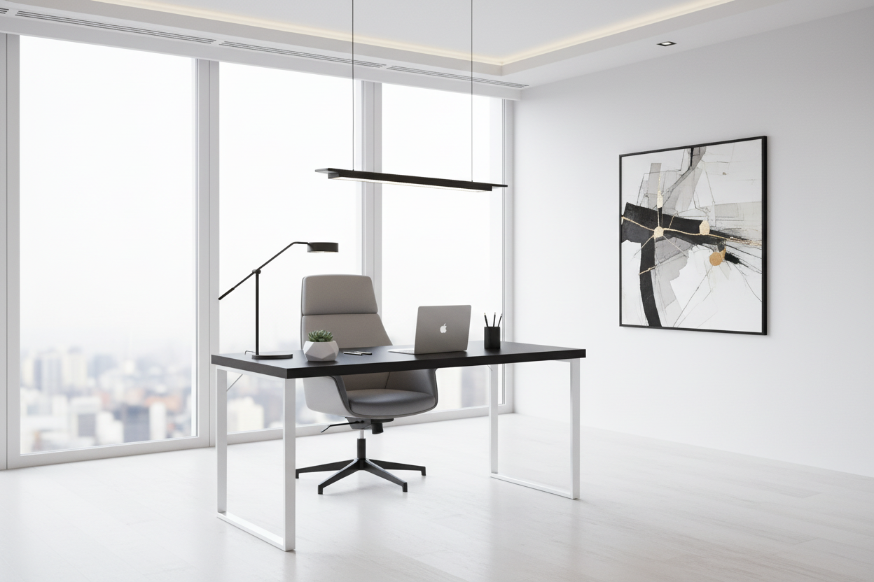 BUREAU D'ORDINATEUR - 48"L / ESPRESSO / MÉTAL ARGENTÉ