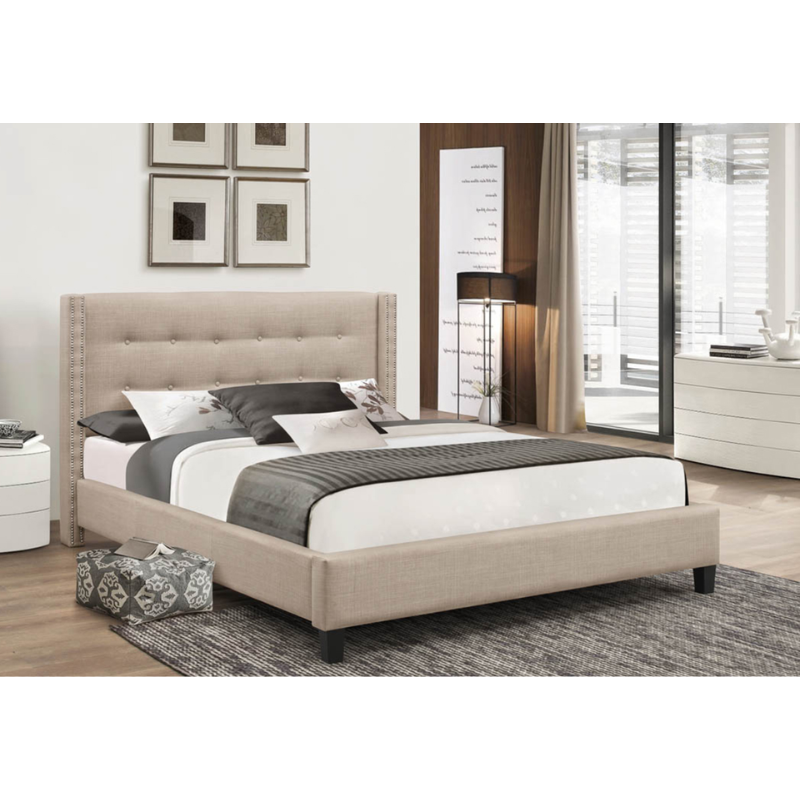 IF-188 Beige Linen Queen Bed