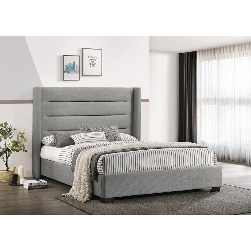 IF-5241 Grey Fabric Queen Bed