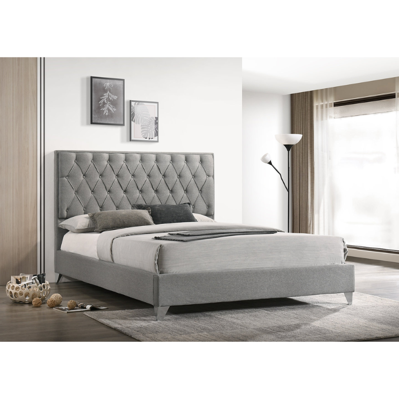 IF-5225 Grey Fabric Queen Bed