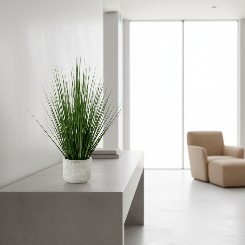 PLANTE ARTIFICIELLE - 21"H / GAZON D'INTÉRIEUR DANS UN POT EN CIMENT DE 4"