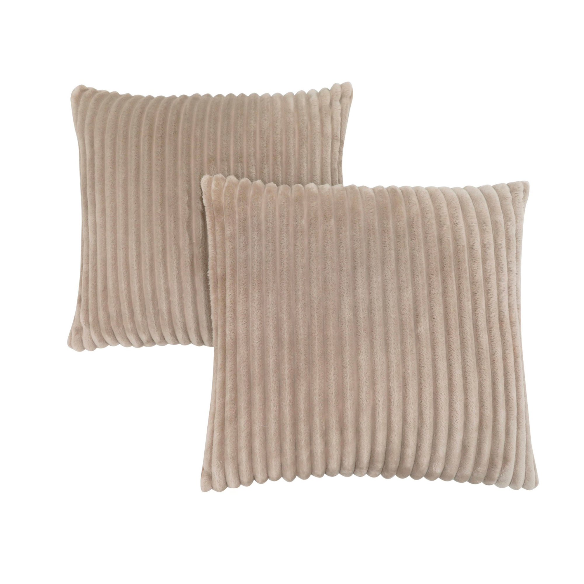PILLOW - 18"X 18" / BEIGE ULTRA SOFT RIBBED STYLE / 2PCS