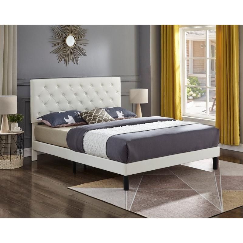 IF-5382 White PU Double Bed