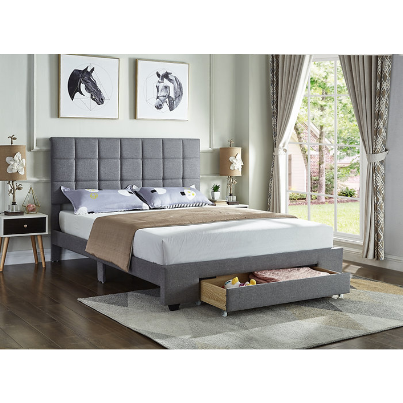 IF-5493 Grey Fabric Double Bed