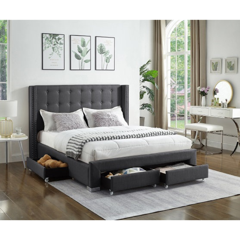 IF-5327 Grey Fabric Double Bed