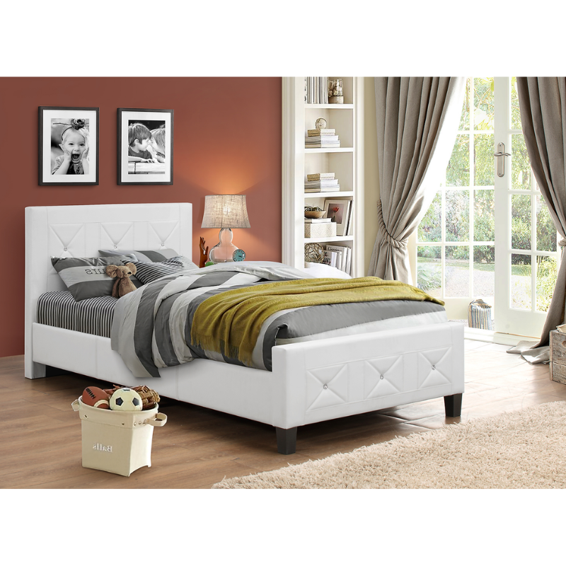 IF-178 White w Jewels Single Bed