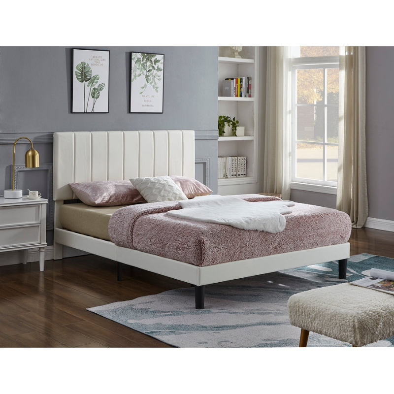 IF-5362 White PU Double Bed