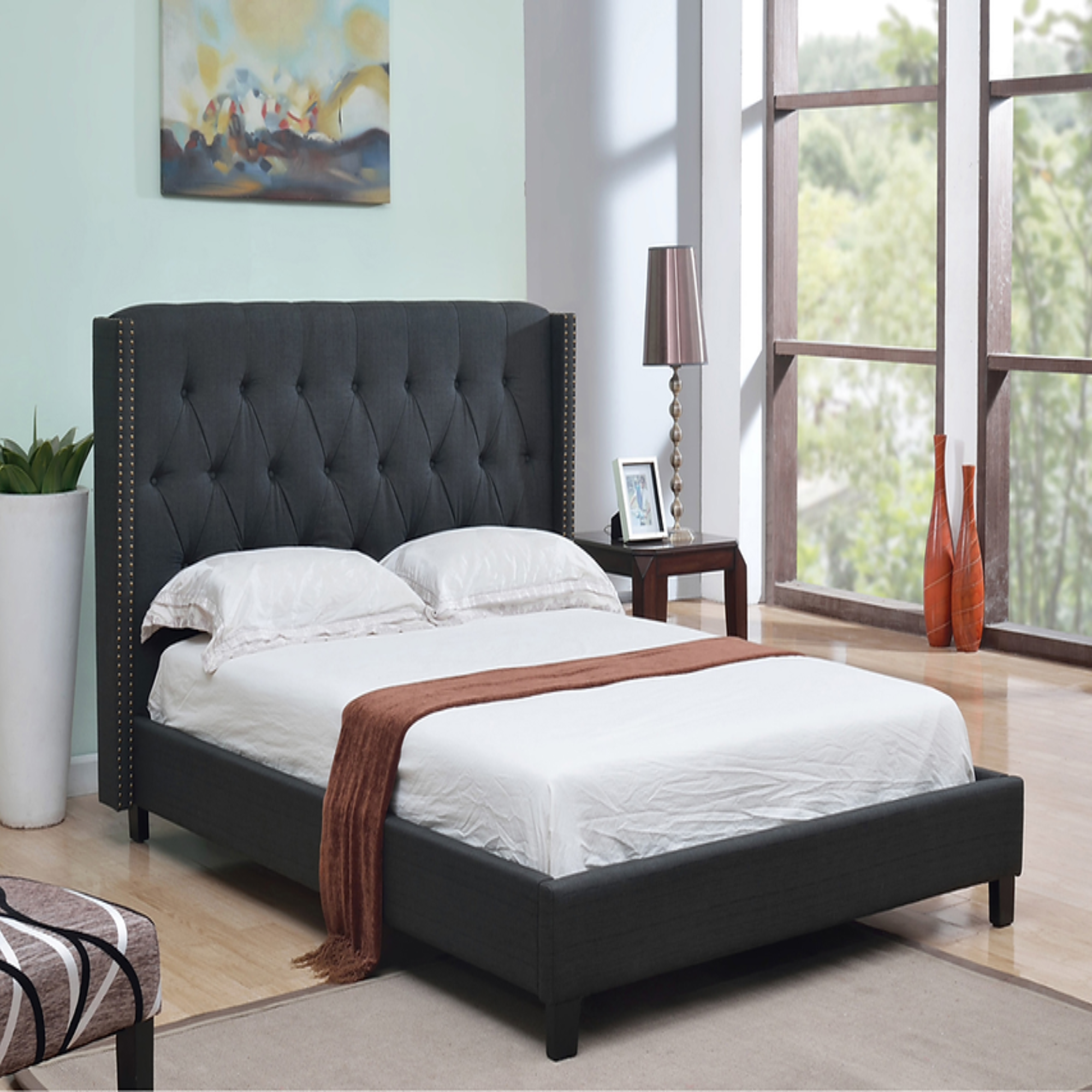 IF-5800 Charcoal Linen Bed