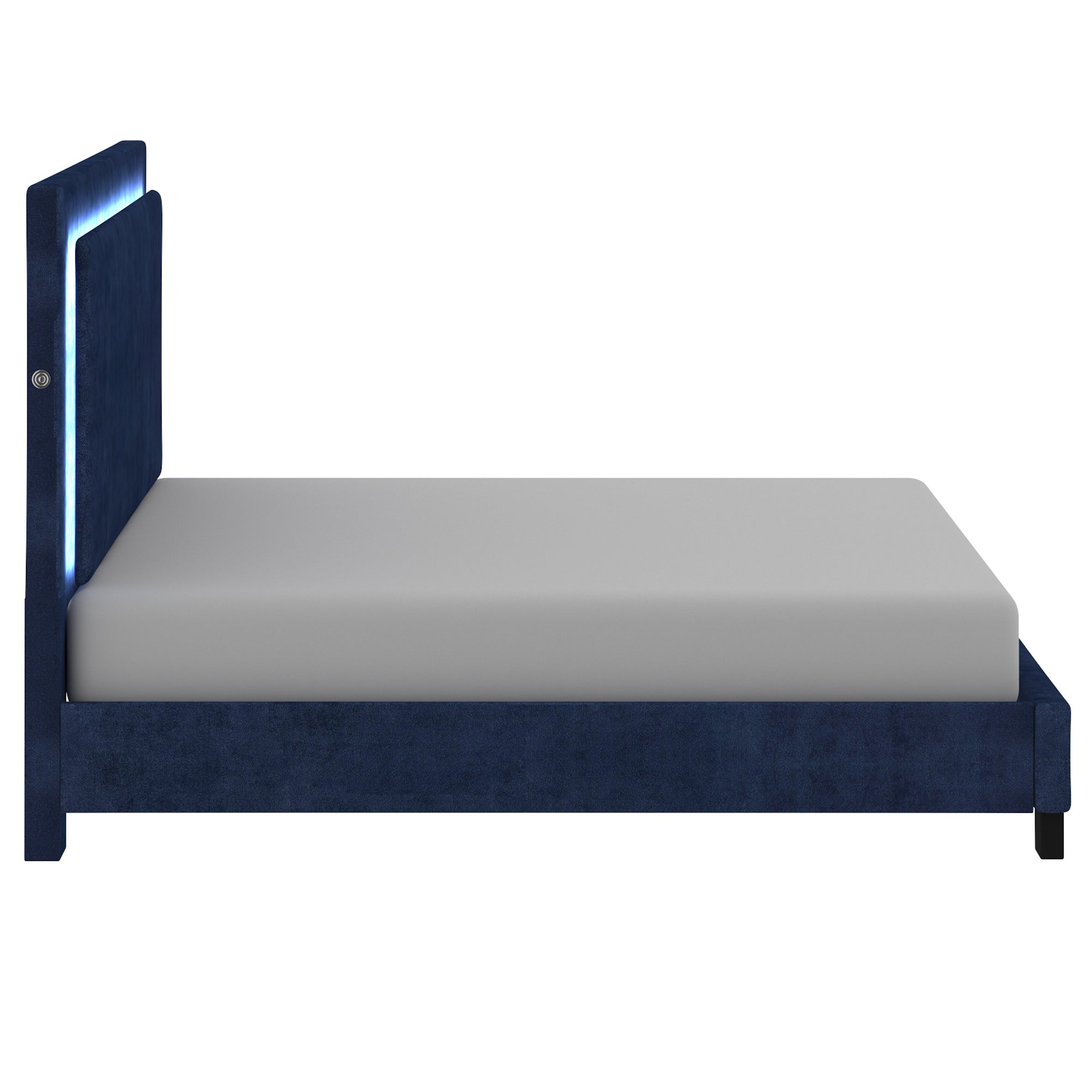 Lumina 78" King Platform Bed w/Light in Blue