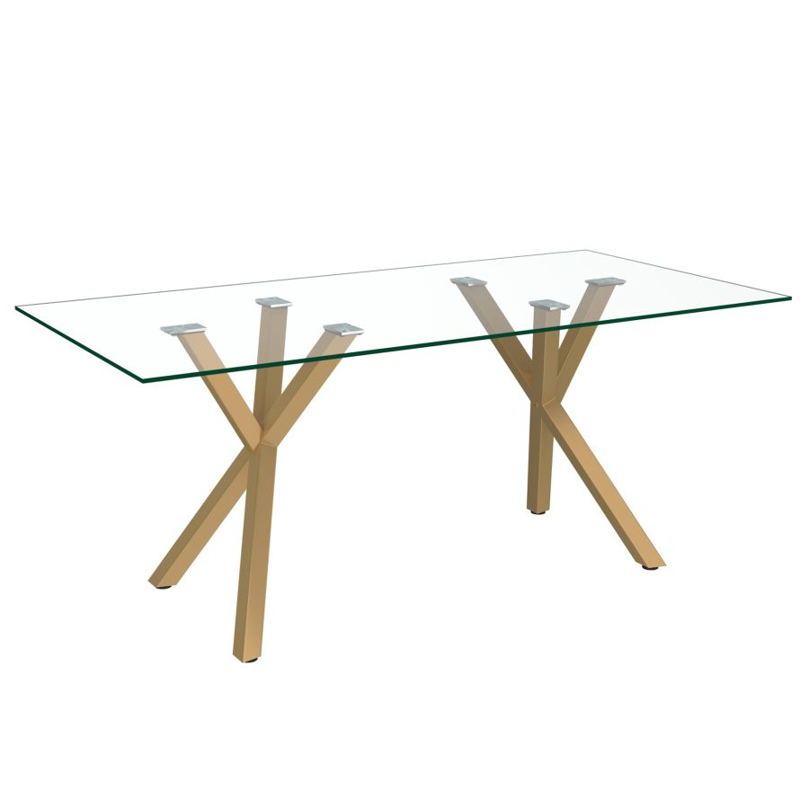 STARK RECTANGULAR DINING TABLE IN AGED GOLD