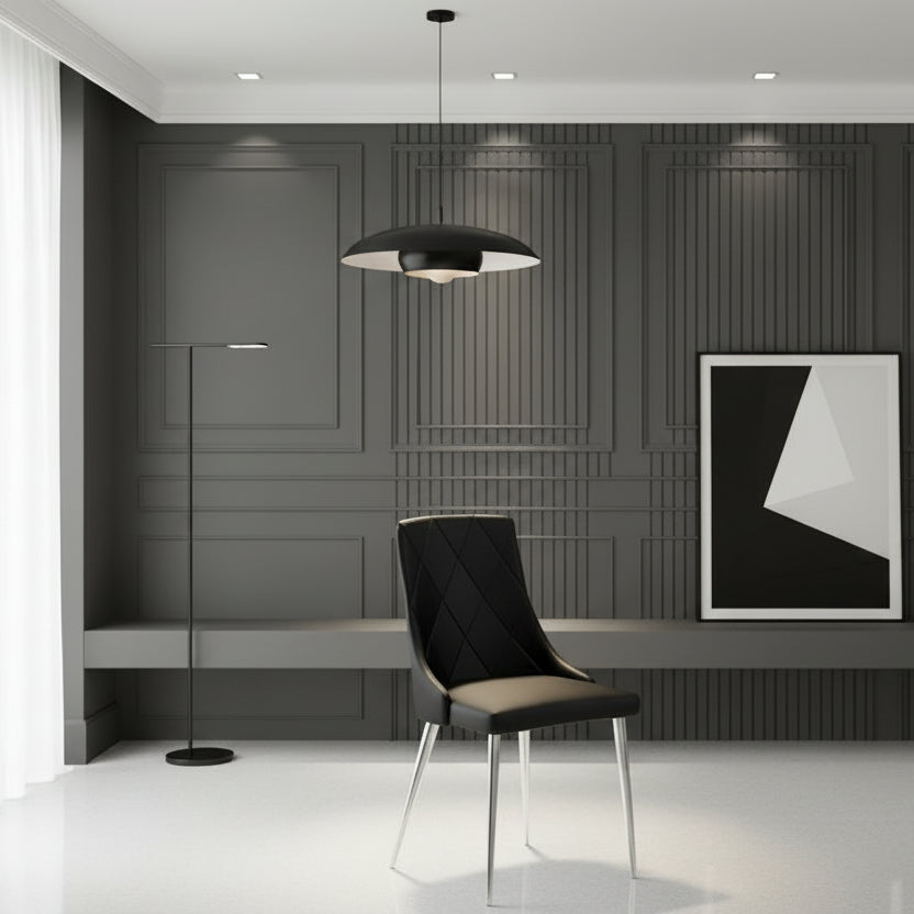 Chaise de salle à manger Devo, lot de 2, noir et chrome