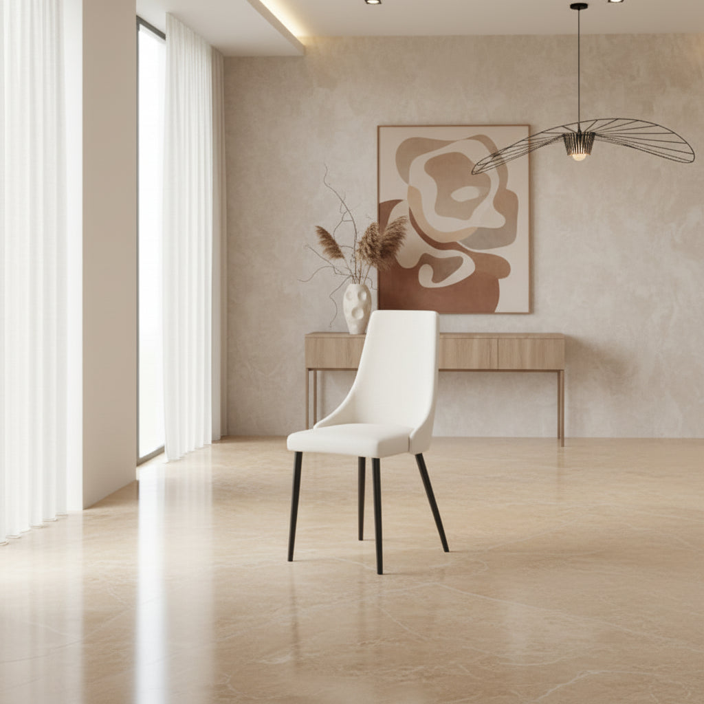 Chaises de salle à manger Venice, lot de 2, beige et noir