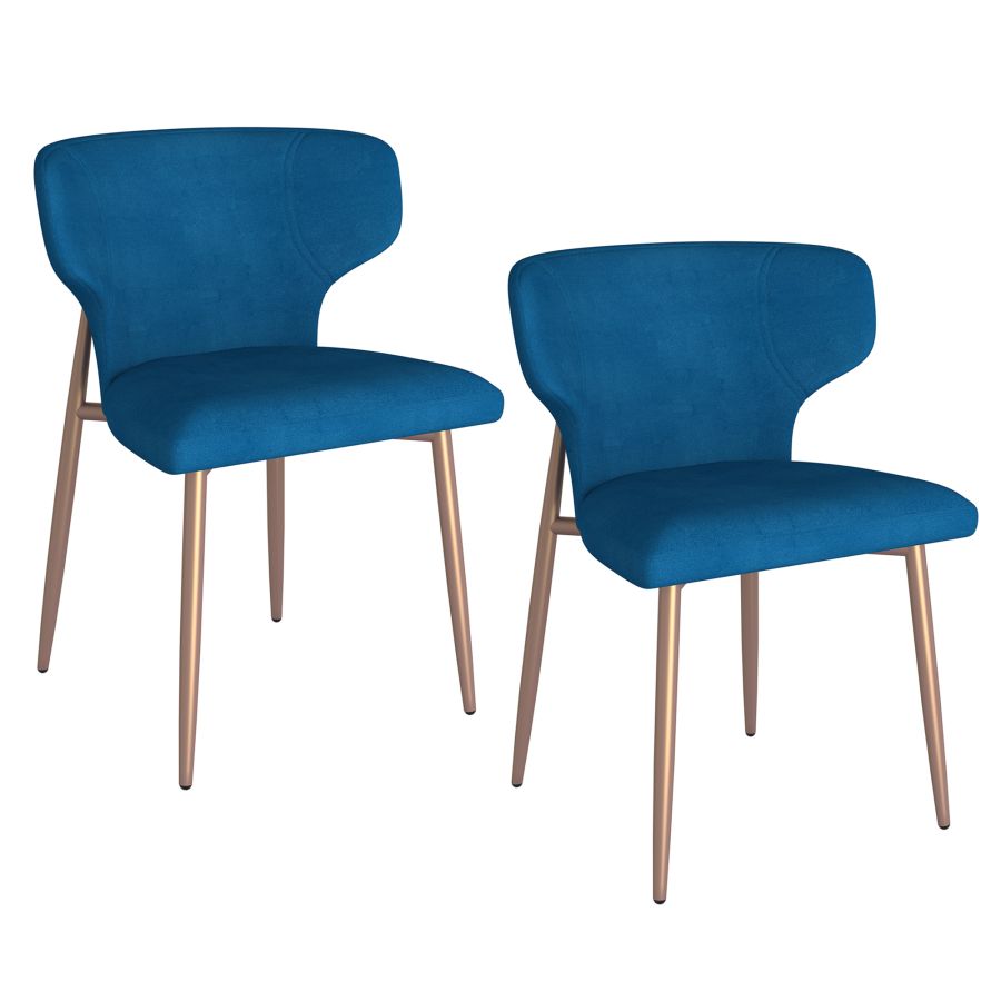AKIRA 2 BLUE AND AGED GOLD CHAIRS