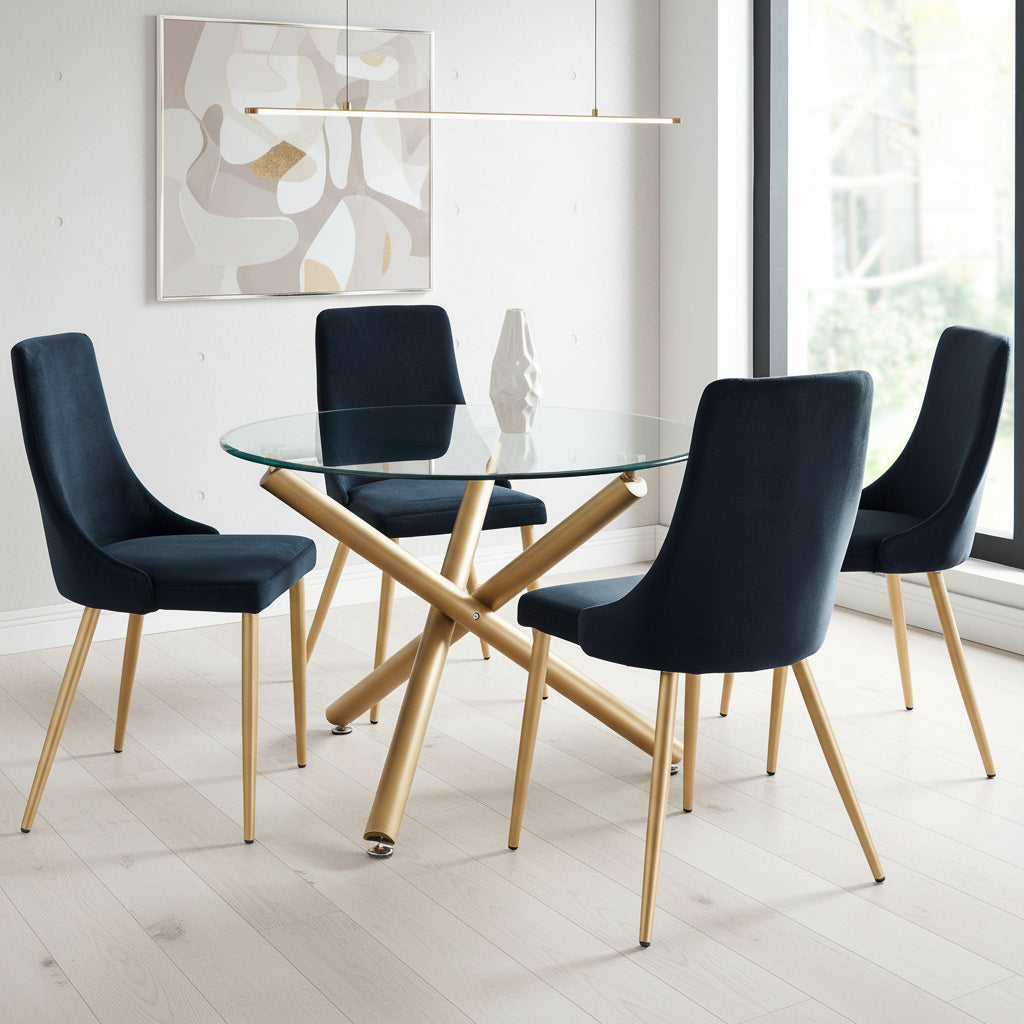 Ensemble de salle à manger Carmilla 5 pièces - Chaises noires