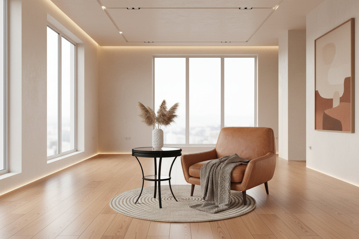 TABLE D'APPOINT - 22" DE DIAMÈTRE / NOIRE AVEC VERRE TREMPÉ