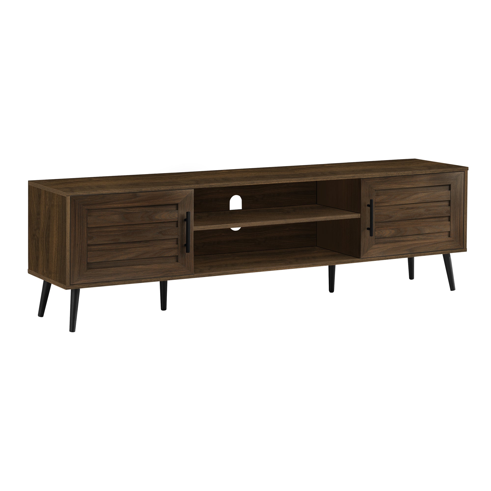 TV STAND - 72"L / BROWN WOOD-LOOK WITH 2 DOORS