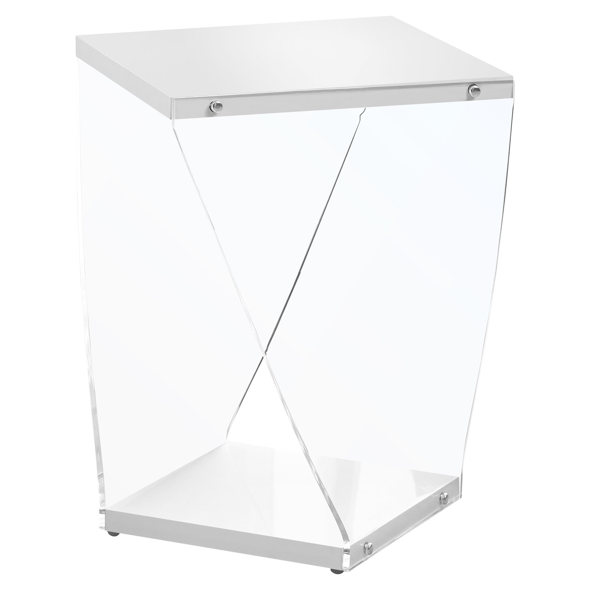 ACCENT TABLE - 22"H / GLOSSY WHITE / CLEAR ACRYLIC