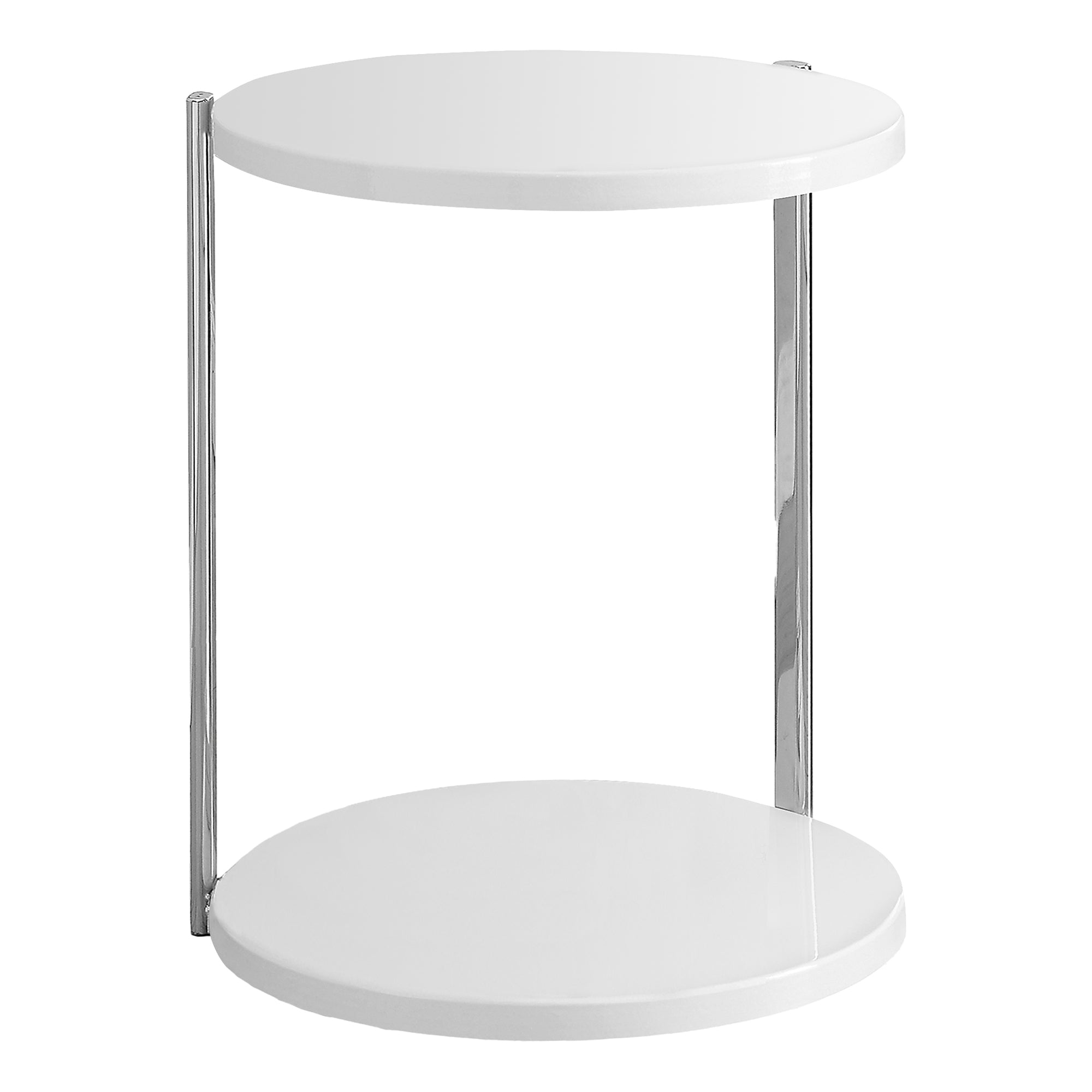 ACCENT TABLE - GLOSSY WHITE / CHROME METAL