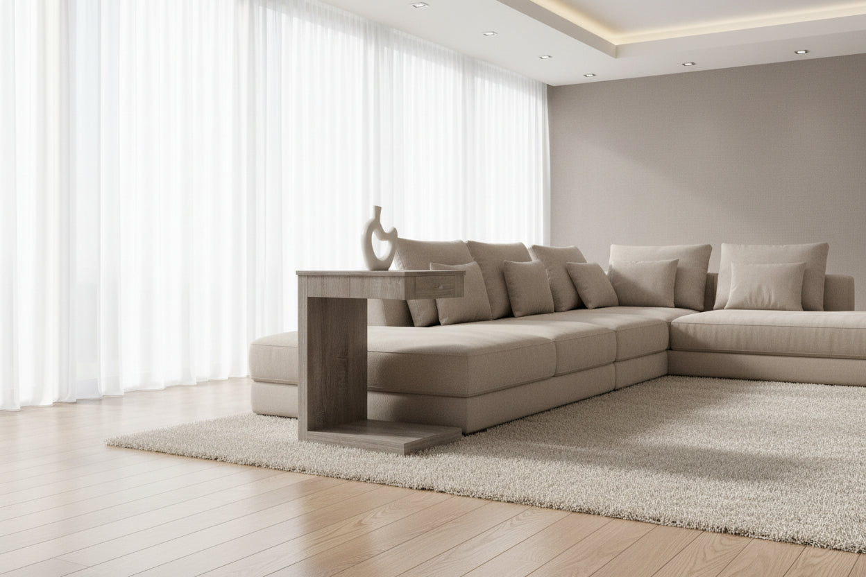 ACCENT TABLE - DARK TAUPE WITH A DRAWER