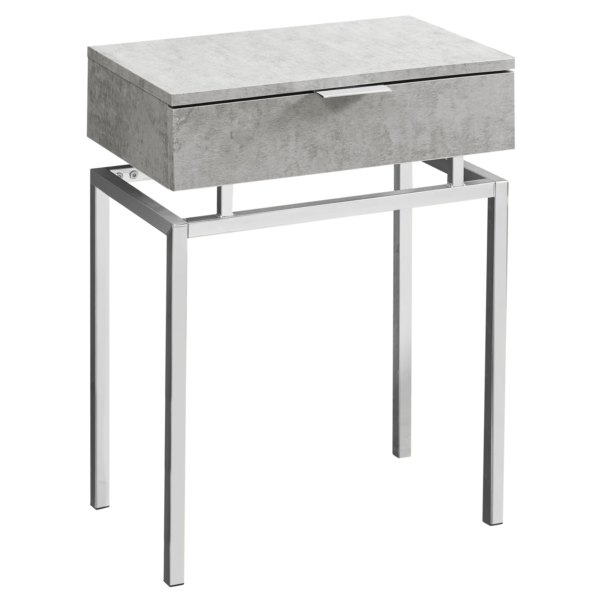 ACCENT TABLE - 24"H / GREY CEMENT / CHROME METAL