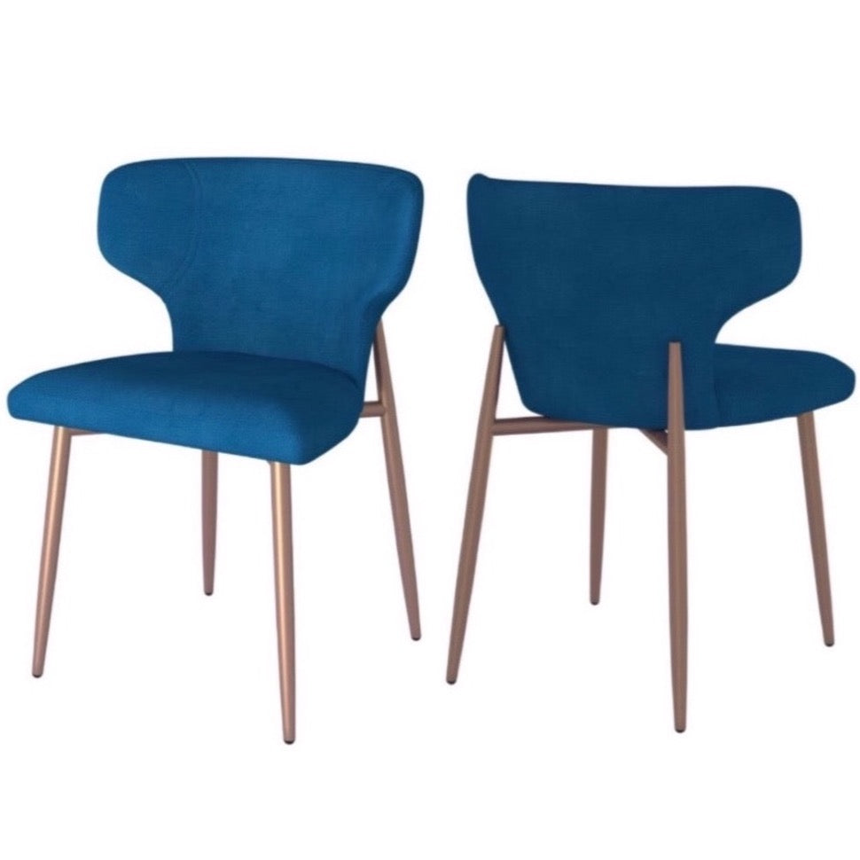 AKIRA 2 BLUE AND AGED GOLD CHAIRS